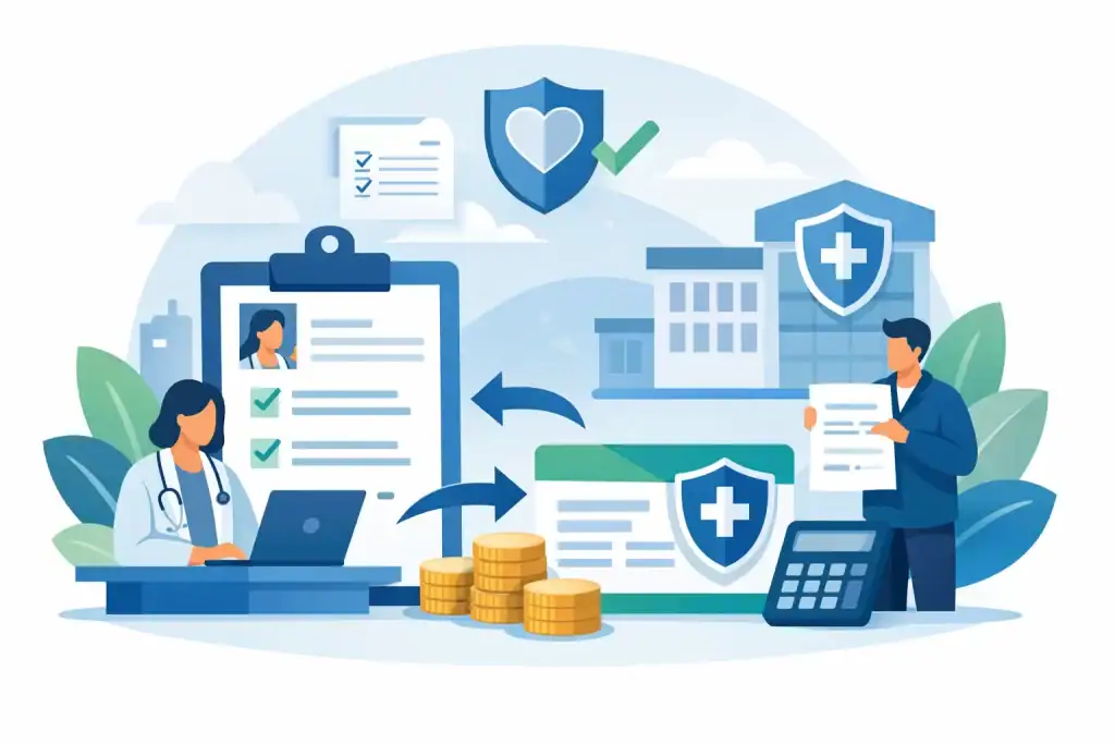 Dental insurance billing process illustration in Edmonton clinic.