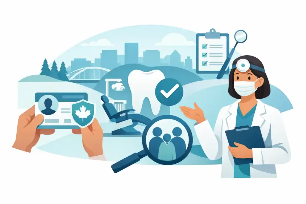 Edmonton dentist Dr. Molly Rodgers providing comprehensive dental care and patient verification.
