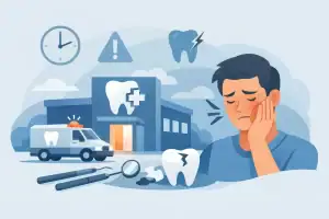 Painful toothache and dental emergency at Edmonton dental clinic.