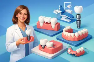 Edmonton dentist demonstrating dental implants and tooth replacement options.